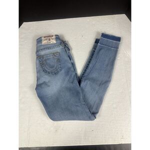 True Religion Womens Jeans Super Skinny Let-out Hem Spring Daze 200102 Sz 24‎